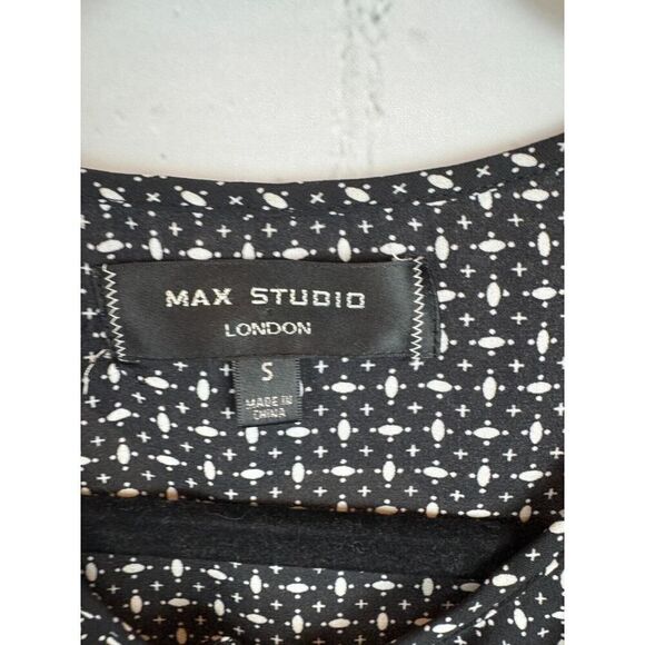 MAX STUDIO black white 3/4 flounce sleeve frill swing blouse top size S - Picture 7 of 10